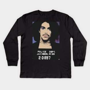 Prince in Mugshot Comic Art Kids Long Sleeve T-Shirt